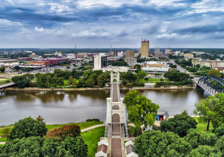 Aerial photo of downtown from East Waco